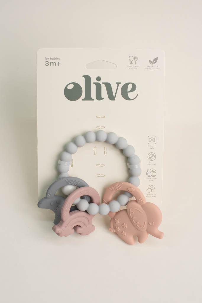 Silicone Pink Elephant Teething Ring