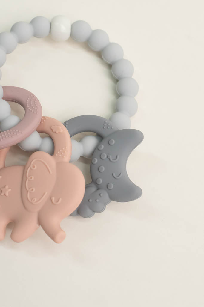 Silicone Pink Elephant Teething Ring
