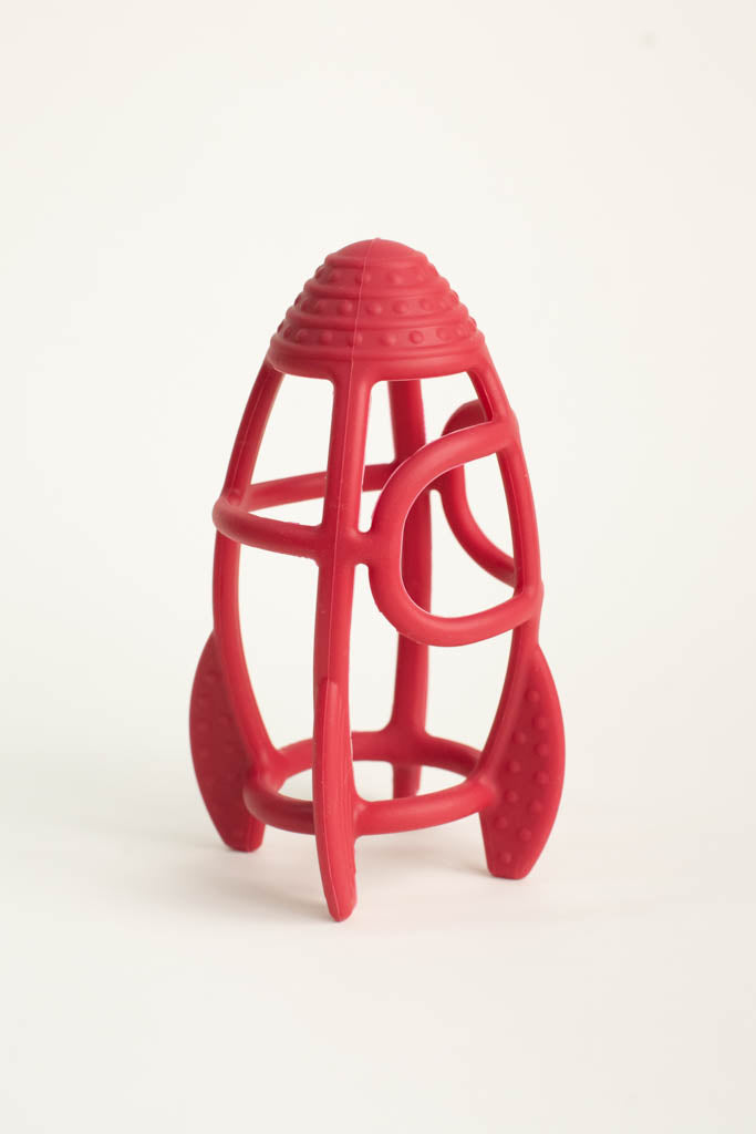 Baby Easy-Grasp Silicone Rocket Red