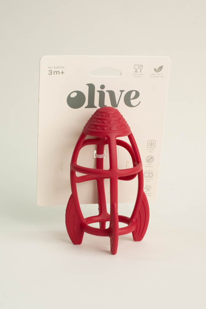 Baby Easy-Grasp Silicone Rocket Red