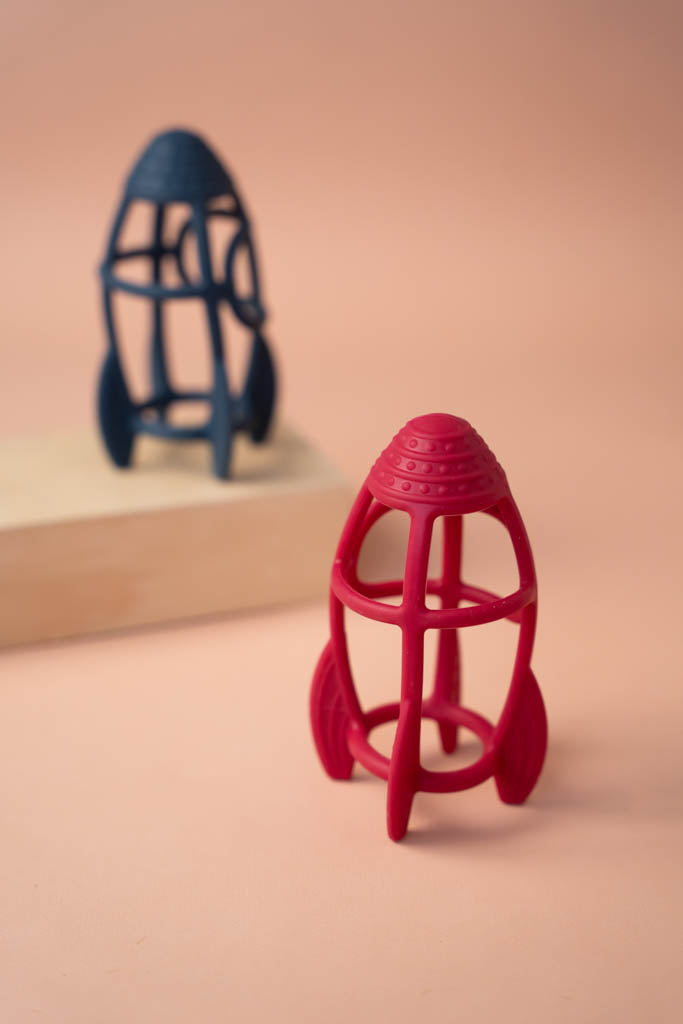 Baby Easy-Grasp Silicone Rocket Red