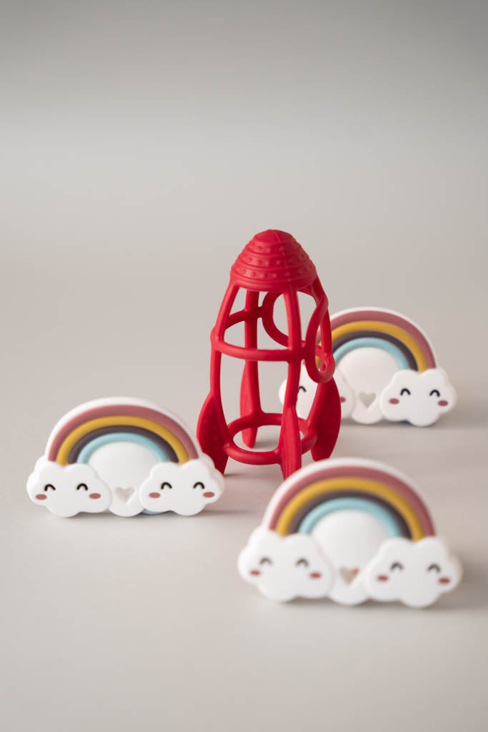 Baby Easy-Grasp Silicone Rocket Red